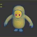 Golden Shiny Cartoon Creature Character With Round Body And Black Eyes