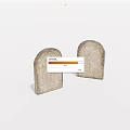Two Ancient Stone Tablets With Arched Tops And Weathered Surface Details 3d model
