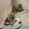 New Chinese Landscape Stone Moss Indoor Landscape Green Plant Shrub Bonsai 3d model