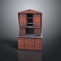 Traditional Dark Wood Storage Cabinet With Open Shelves Drawers And Doors