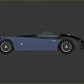 Blue And Black Vintage Car With Streamlined Body And Classic Front Grille