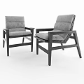 Modern Leisure Chairs with Gray Cushions and Wooden Frame in Minimalist Style
