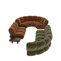 Modern Two Seater Sofa Designs In Orange And Green Velvet With Wooden Legs