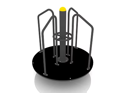 Rotating Playground Equipment With Yellow Top And Black Base Handrails 3d model