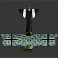 Vintage Biplane Model With Blue Green Camouflage Black Cross Markings On Wings