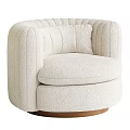 Luxurious Green Velvet Single Sofa With Rounded Design Curved Armrests And Wooden Base