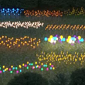 Colorful Outdoor Lights Decorative Flower Shaped On Garden Lawn At Night