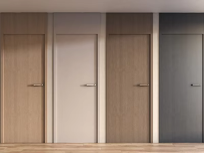 Modern Hinged Doors With Various Colors And Wooden Texture For Interior Design 3d model