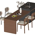 Middle Ancient Style Nakajima Table and Chair 3d model