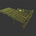 Rustic Wooden Outdoor Platform With Planks Railings And Support Posts 3d model