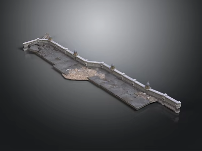 Ancient Stone Bridge Structure With Decorative Turrets And Weathered Pavement 3d model