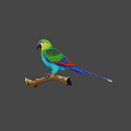 Colorful Parrot with Green Yellow Blue and Red Feathers Perched on a Branch