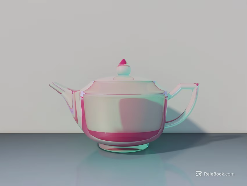 Commercial Teapot With Pink And White Glossy Finish For Business Settings 3d model 