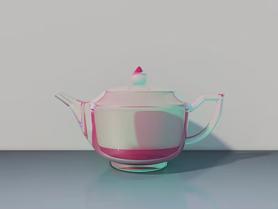 Commercial Teapot With Pink And White Glossy Finish For Business Settings 3d model