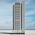 Modern High Rise Office Building With Large Windows And Light Colored Exterior Design