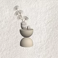Beige Minimalist Modern Side Table With Round Stacked Design And Dried Flowers Vase