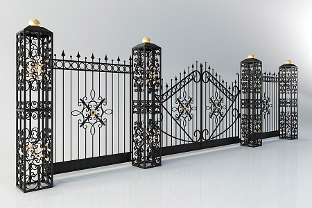 European gate wrought iron gate 3d model