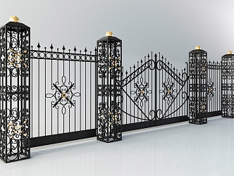 European gate wrought iron gate 3d model