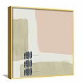 Two Square Abstract Wall Art With Golden Frames Pink Beige White Blocks And Dark Lines 3d model