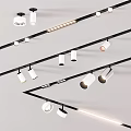 Contemporary Track Mounted Downlights and Spotlights with Various Styles for Ceiling Lighting 3d model