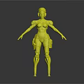 Futuristic Sci Fi Armored Character With White Armor Red Accents Green Goggles And Brown Pouches
