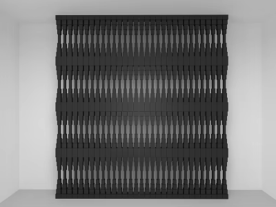 Black Modern Room Divider With Slatted Geometric Design In White Interior 3d model