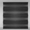 Black Modern Room Divider With Slatted Geometric Design In White Interior