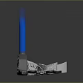 Gray Object With Blue Elongated Part And White Blade Like Structures At Bottom 3d model