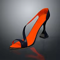 Open Toe High Heels With Black Straps And Orange Insole Square Heel Design 3d model