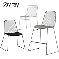 Modern Metal Wire Frame Chairs With Black Gray Seats And Backrest Design