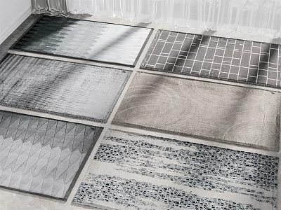 Square Carpets With Various Designs Neutral Tones And Geometric Patterns For Home Decor 3d model