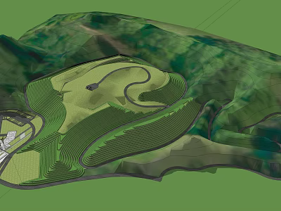 Garden Landscape Design In Mountainous Terrain With Winding Paths And Terraced Layout 3d model