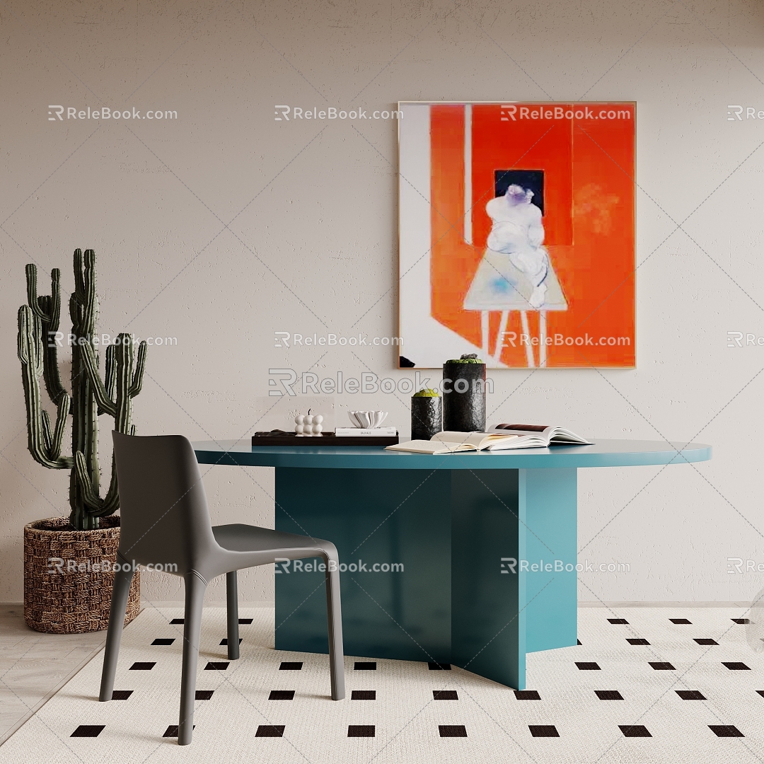 Modern Peacock Blue Desk 3d model