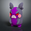 Game And Movie Character Purple Gray Plush With Red Eyes Pink Cheeks And Angry Expression