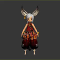 Cute Game and Movie Character With White Hair Animal Ears and Red Traditional Dress
