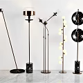 Various Modern Floor Lamps With Different Designs Metal Stands Marble Bases And Glass Ball Lights