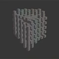 Modern Metallic Cube Structure With Geometric Modular Design And Reflective Surface