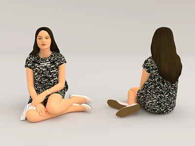 Lying woman sitting 3d model
