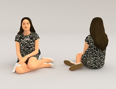 Lying woman sitting 3d model