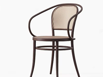 Modern Stylish Leisure Chair With Curved Frame And Woven Backrest Design 3d model