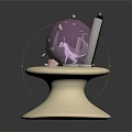 Pink Game and Movie Character Inside Purple Sphere on White Base with Transparent Cover