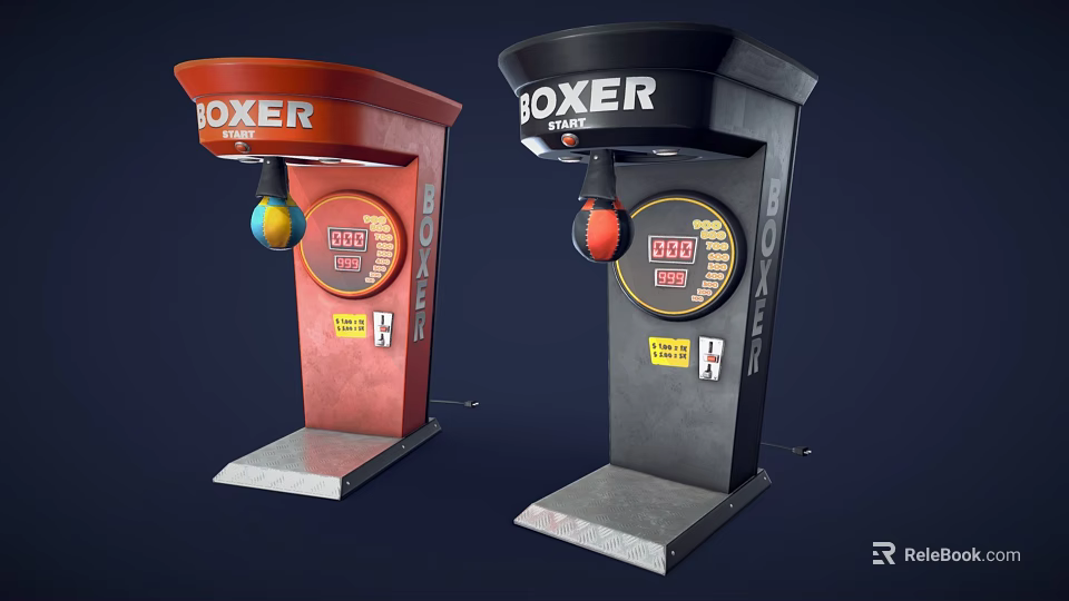 Red And Black Boxer Standing Boxing Punch Machines With Punch Balls 3d model 