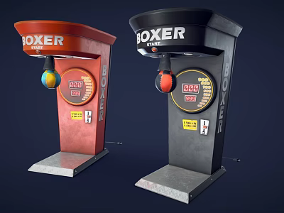 Red And Black Boxer Standing Boxing Punch Machines With Punch Balls 3d model