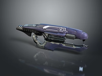 Futuristic Purple Sci Fi Weapon With Metallic Components And Advanced Design 3d model