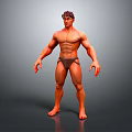 Muscular Male Character 3D Model With Standing Pose Muscular Physique And Gray Gradient Background