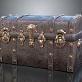 Vintage Leather Trunk With Brass Latches Rivets And Retro Texture