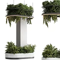 Decorative Pillar With Top Green Plant Ledge And Surrounding Lighting Base Greenery Design