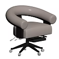 Modern Ergonomic Office Chair Featuring Light Colored Leather Swivel Black Base And Wheels
