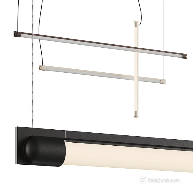 Minimalist Modern Pendant Light With Linear Design And Sleek Black Finish For Interior Decoration 3d model 