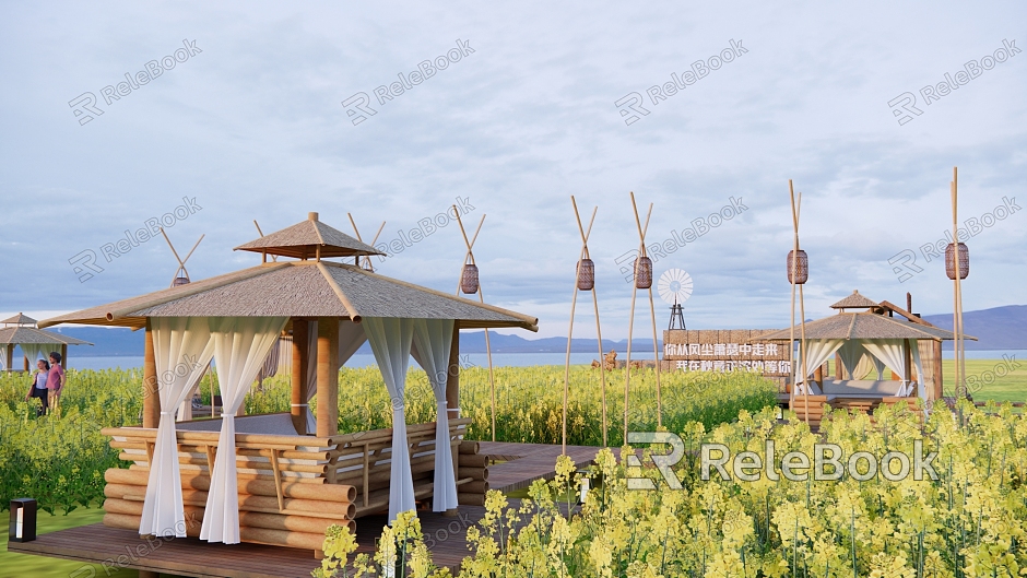 Modern Rape Field Country Park Flower Sea Camping Country Landscape Flower Sea Flower Field Homestay Country Picnic Country Vacation model